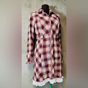 Peruvian Connection Ojai Plaid shirtdress Sz 10 Fall Dress Plaid Dress